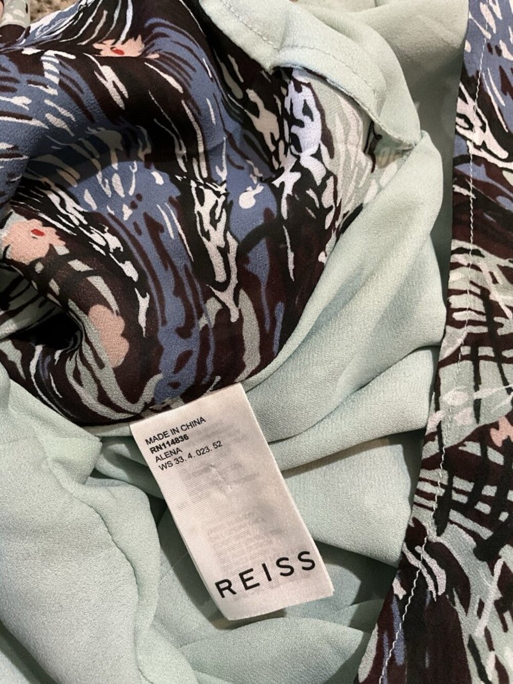 Reiss Alena Grass Print Long Sleeve Twist Front Romper Playsuit Size 8 - Picture 3 of 7